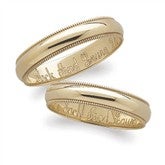 Secret Message Engraved Couples Rings - 10K Gold