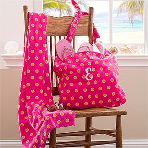 Personalized Beach Tote Bag  Beach Towel with Monogram - Pink