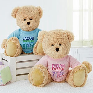 teddy bears with birth details