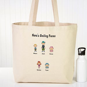 Family Cartoon Characters Personalized Canvas Tote Bag - 6976