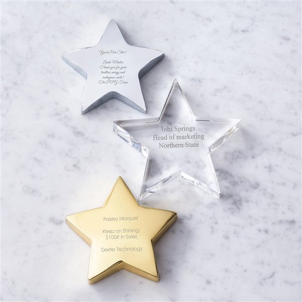 Engraved Gold Star Paperweight