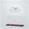 Personalzied Logo Office Round Glass and Wood Award  - 43026