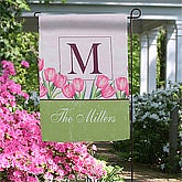 Personalized Garden Flags - Spring Tulips Monogram - 11383