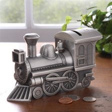 Personalized Pewter Train Bank - Free Engraving - 1163