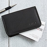 Personalized Black Leather Business Card Cases - Monogram - 11642