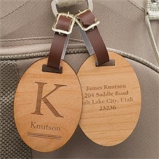 Personalized Wood Luggage Tags - Classic Monogram - 11937