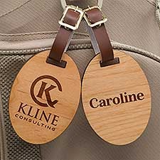 Personalized Business Logo Wood Luggage Bag Tags - 12007