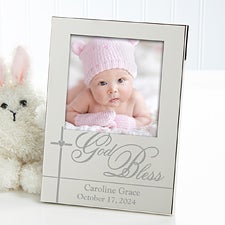 Engraved Silver Baby Picture Frames - God Bless Baby - 12081