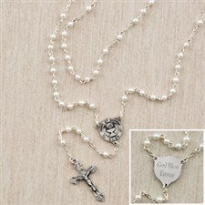 Personalized First Communion Rosary for Girls - Pearl - 12989