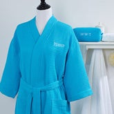 Personalized Ladies Bathrobe & Makeup Bag - Aqua - 14396