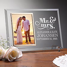 Personalized Glass Wedding Frames - Mr  Mrs - 14489