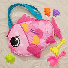Personalized Kids Fish Tote Bag  Beach Toy Set - 14548