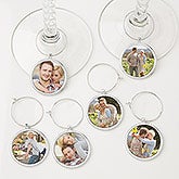 Personalized Photo Wine Charm Set - 6 Pieces - 15445