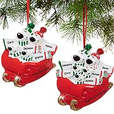 Personalized Family Christmas Ornaments - Polar Bear Sled - 16249