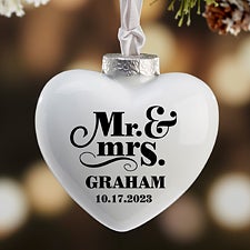 Mr and Mrs Engraved Glass Wedding Ornaments