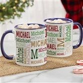 Christmas Repeating Name Personalized Coffee Mug 11 oz.- Red