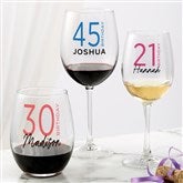 Birthday Bash Personalized Wine Glass Collection - 41775