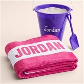 Purple Pail  Beach Towel Set