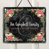 Personalized Welcome Sign Slate Plaque - Posh Floral - 16635
