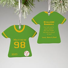 Baseball Jersey Personalized Whitewash Wood Ornament