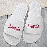 Embroidered White Waffle Weave Spa Slippers - 17026