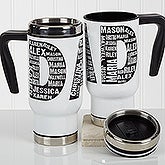 Personalized Commuter Travel Mug - Repeating Name For Him - 17050