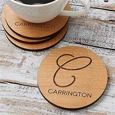 Wood Coasters - Custom Engraved Initial  Name - 17438
