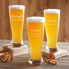 Personalized Wedding Groomsmen Beer Pilsner Glass - 17862