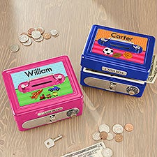 Personalized Kids Cash Box - For Boys - 17953
