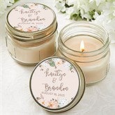 Personalized Mason Jar Candle Wedding Favors - Modern Floral - 18913