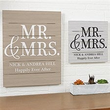 Mr & Mrs Personalized Whitewashed 12x12 Frame Wall Art