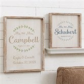 Whitewashed Framed Personalized Wedding Wall Art - 19250