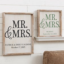 Personalized Wedding Framed Wall Art - Mr  Mrs Barnwood Frame - 19277