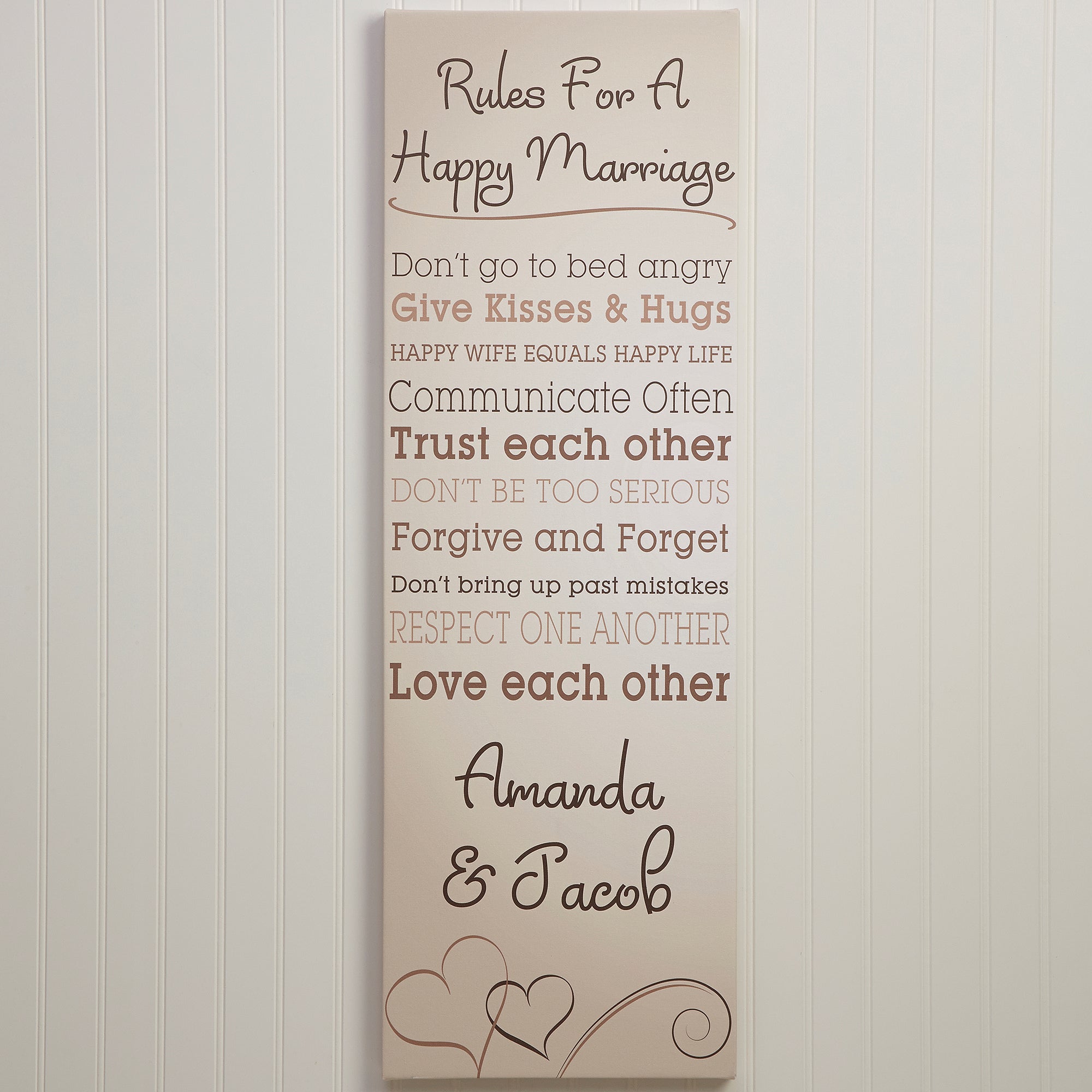 12522 - Relationship Rules Personalized Canvas Print