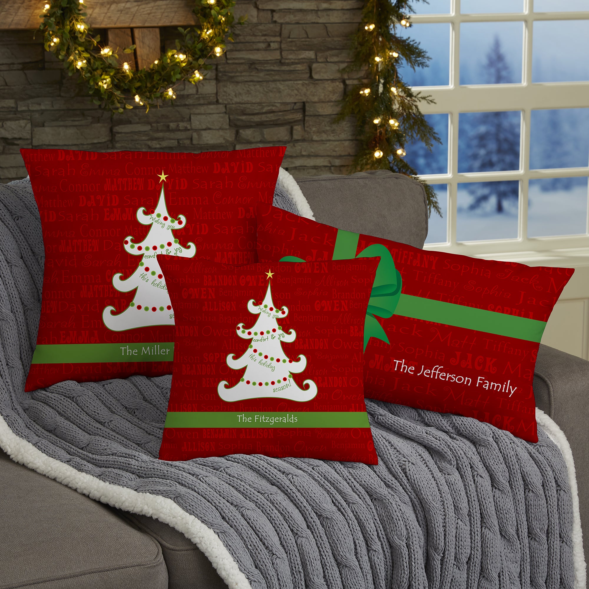 13795 - Christmas Tree Personalized Throw Pillow