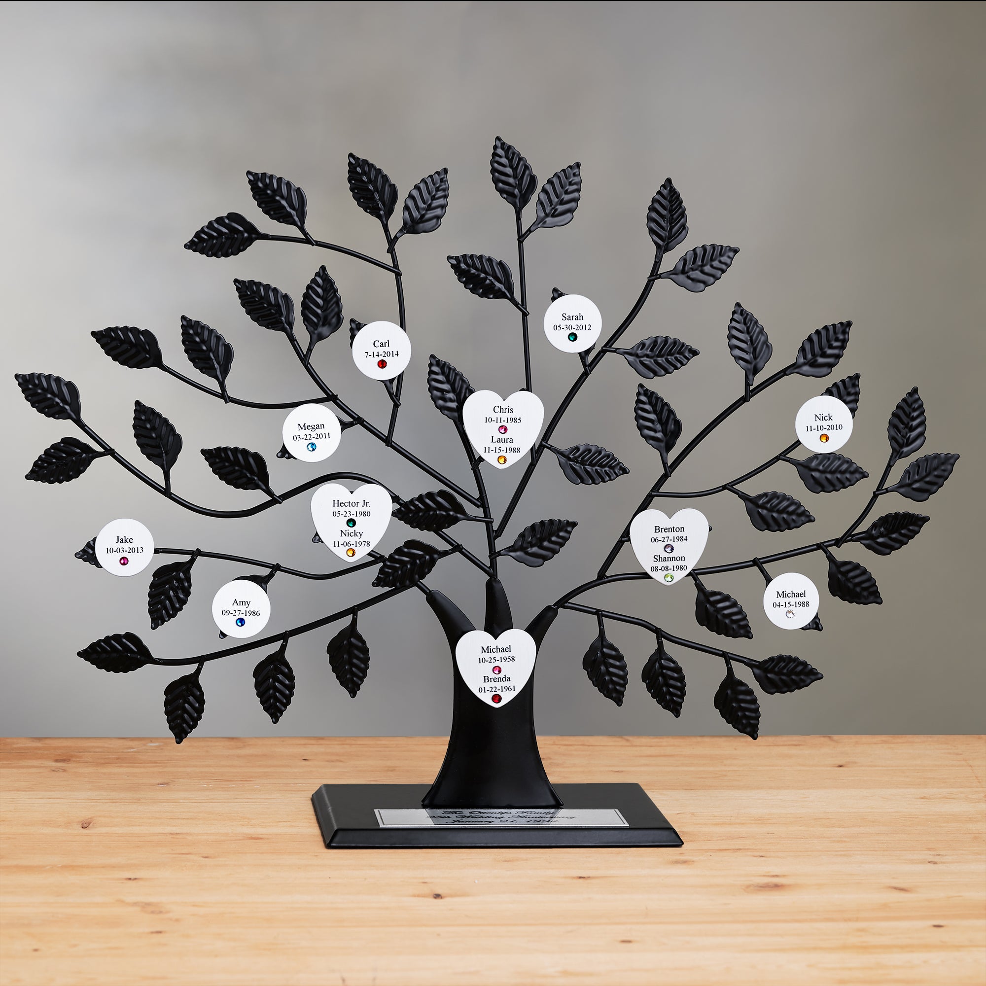 14192D - The Engraved Family Tree With Silver Base