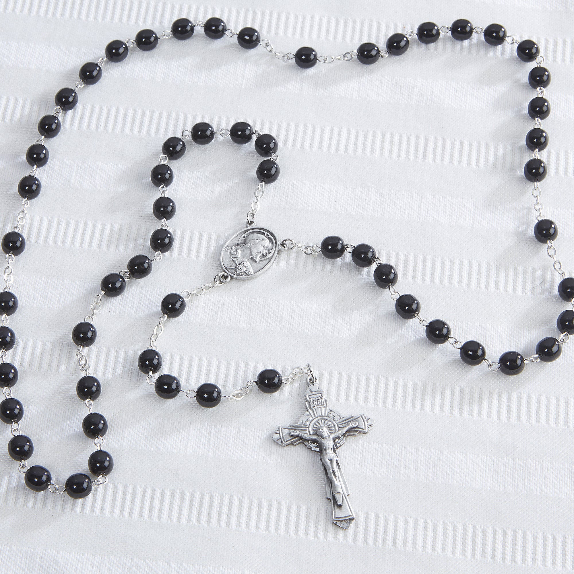 14366 - Personalized Adult Black Bead Rosary