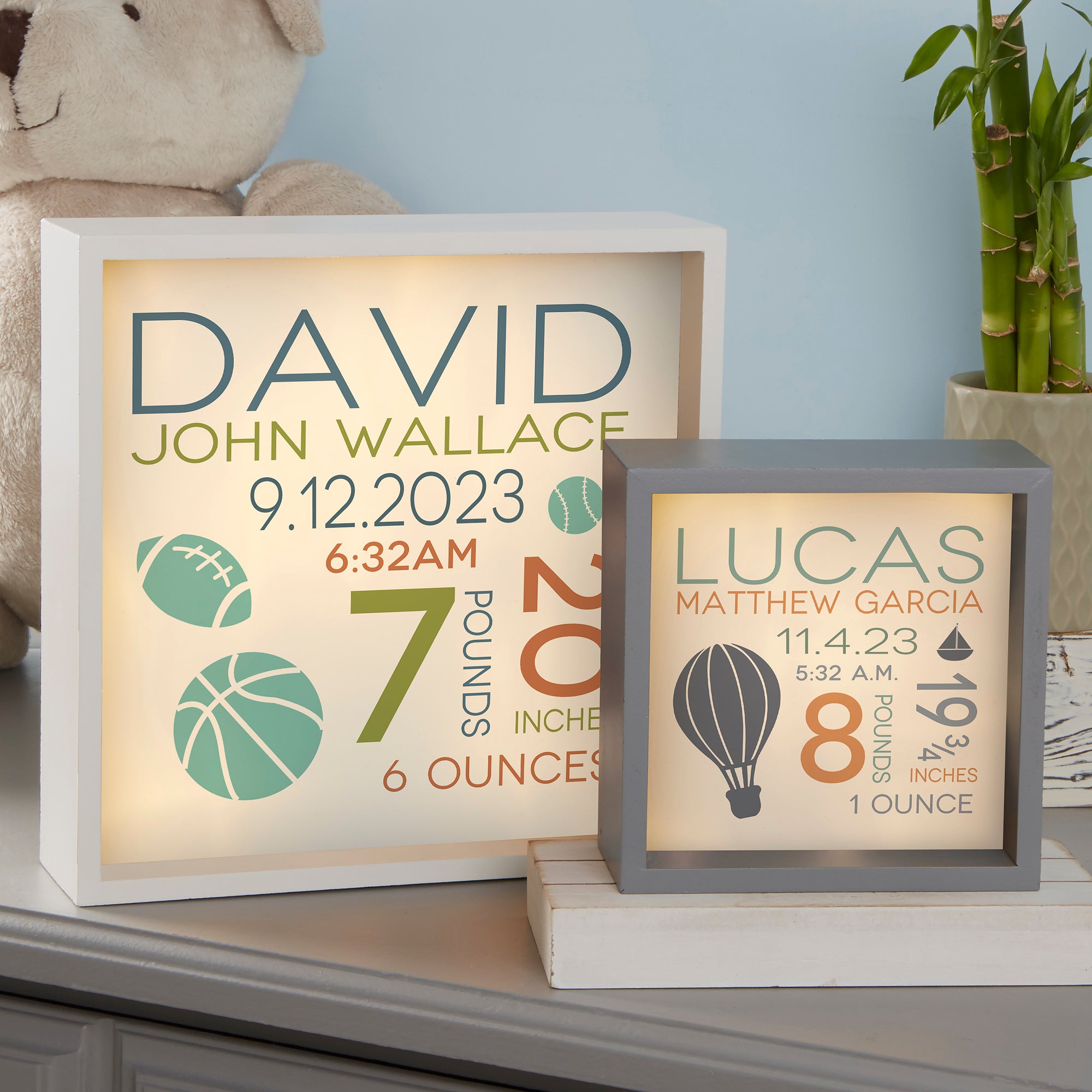 18267 - Sweet Baby Boy Personalized LED Light Shadow Box