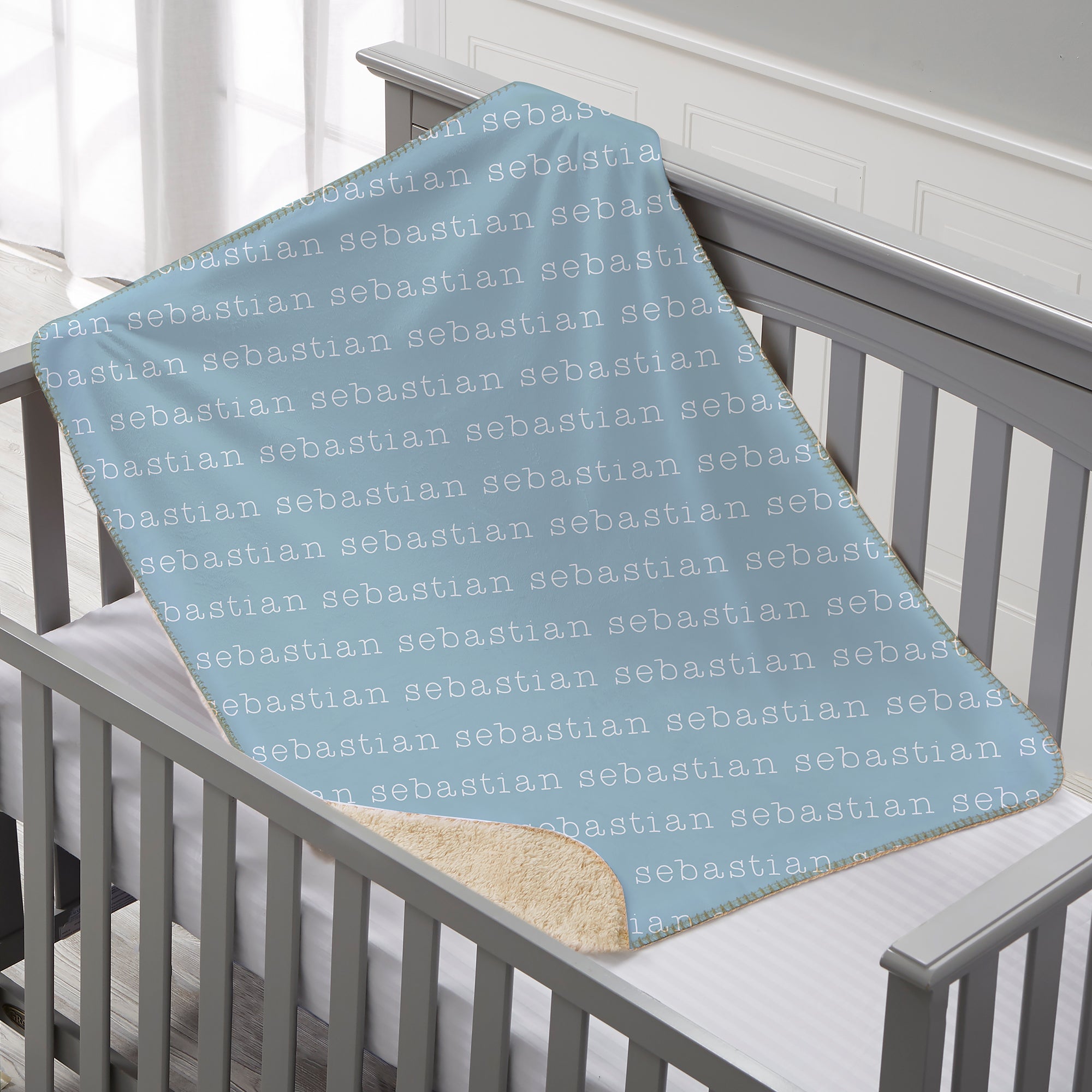 18558 - Playful Name Personalized Sherpa Baby Blanket