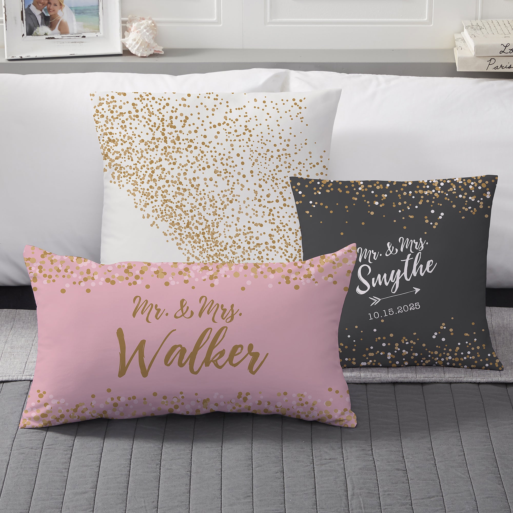 18649 - Sparkling Love Personalized Wedding Throw Pillow