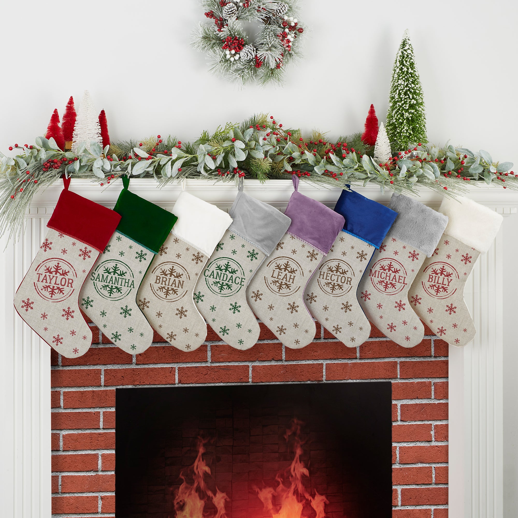 19357 - Stamped Snowflake Personalized Christmas Stockings