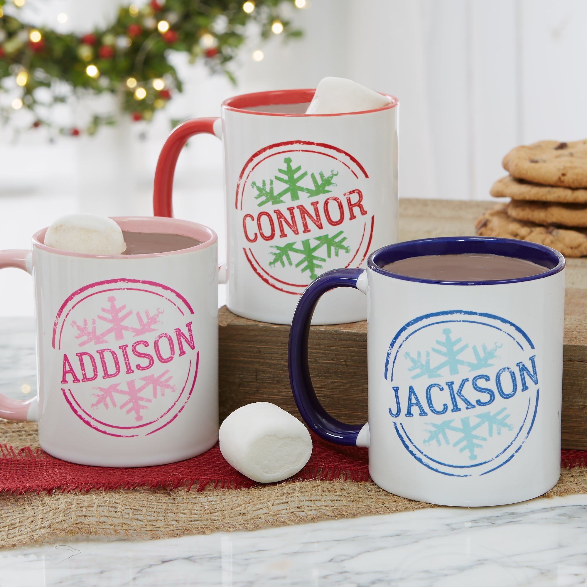 19643 - Stamped Snowflake Personalized Coffee Mug