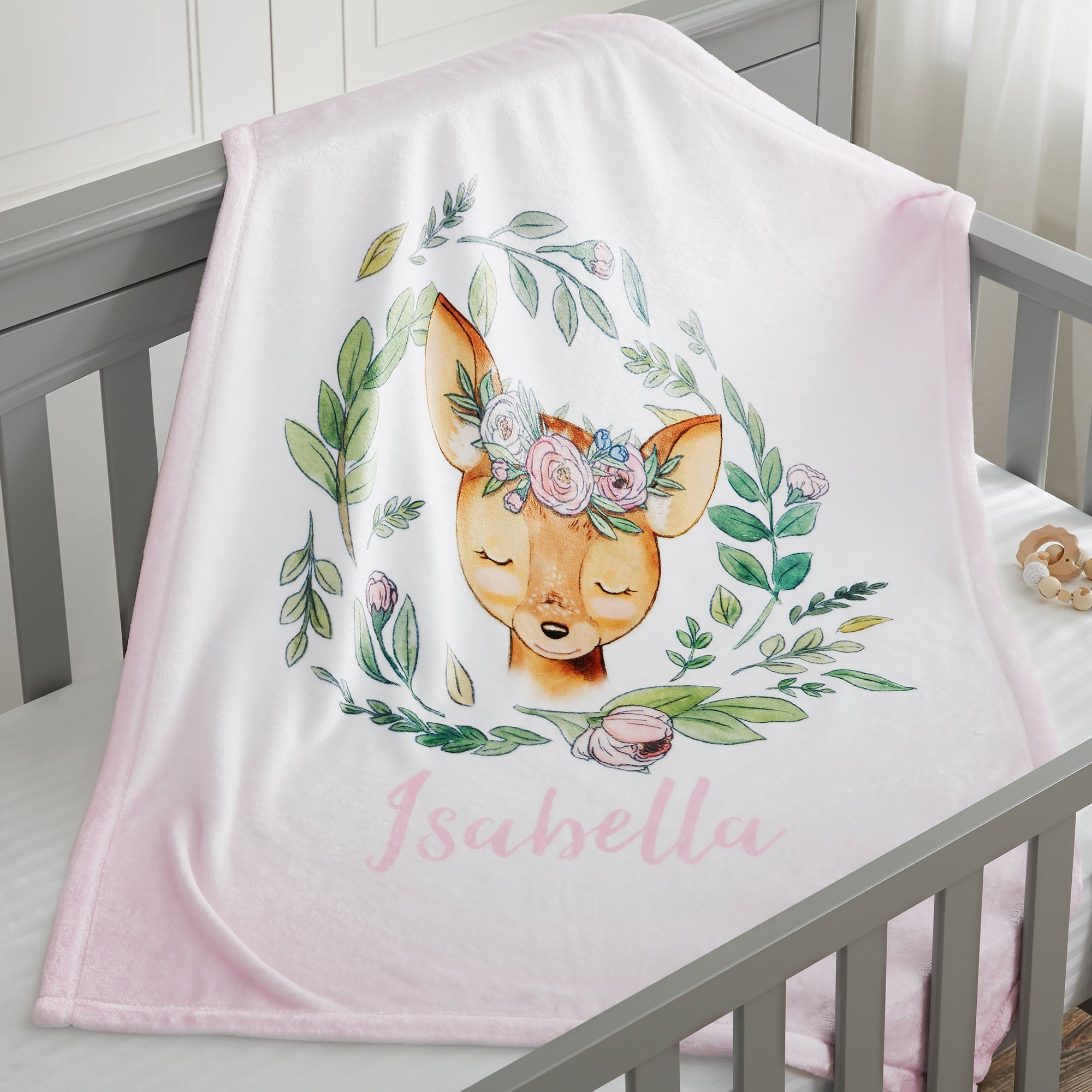 20254 - Woodland Floral Character Personalized Baby Blanket