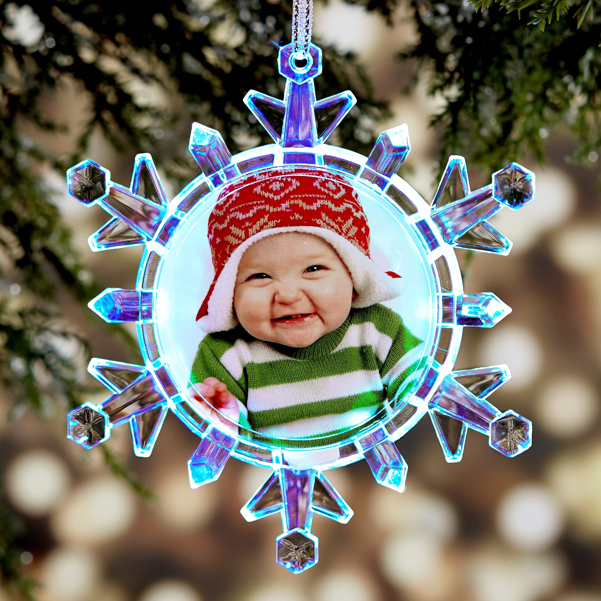 20912 - Snowflake Light Up Photo Ornament