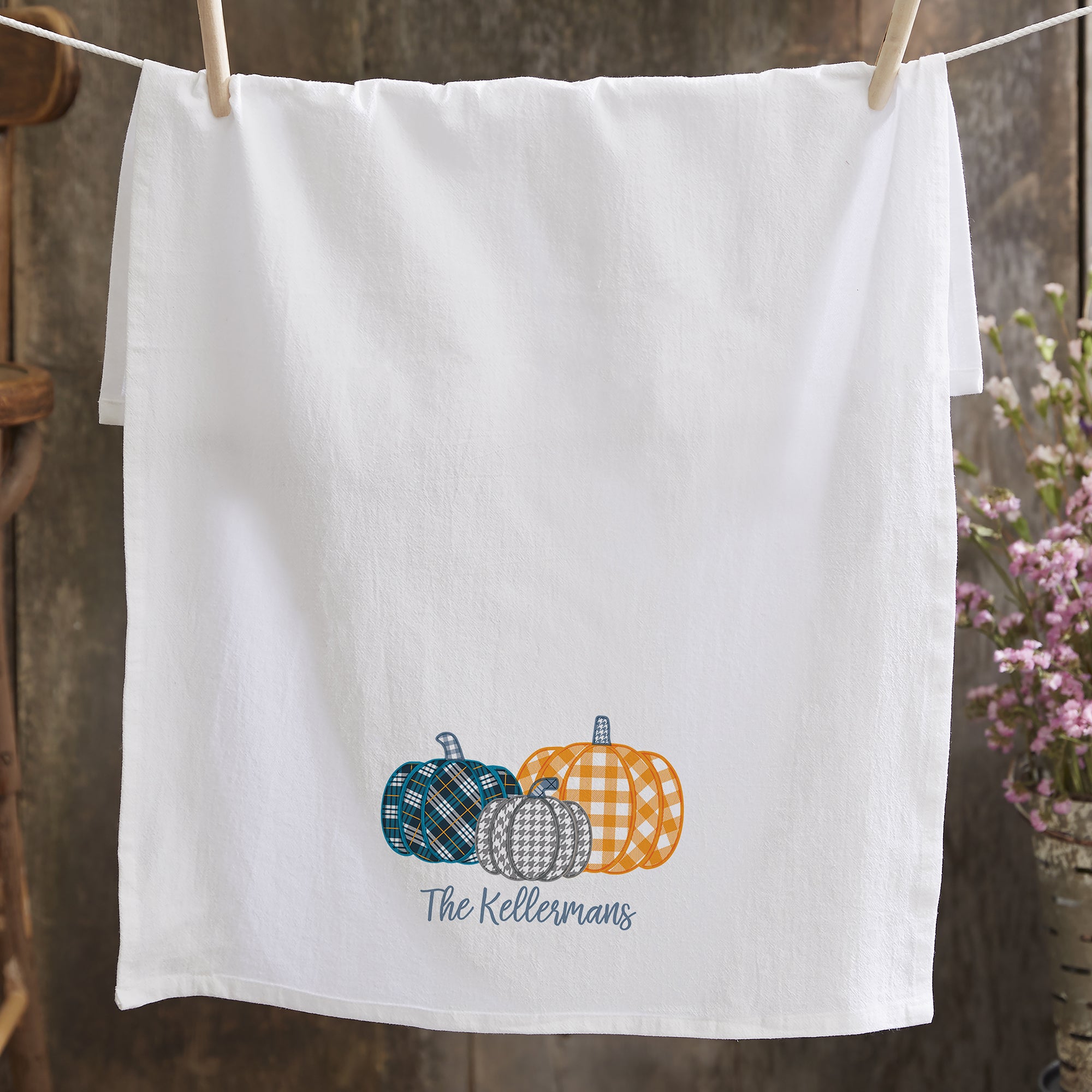 21373 - Plaid Pumpkin Personalized Flour Sack Towel