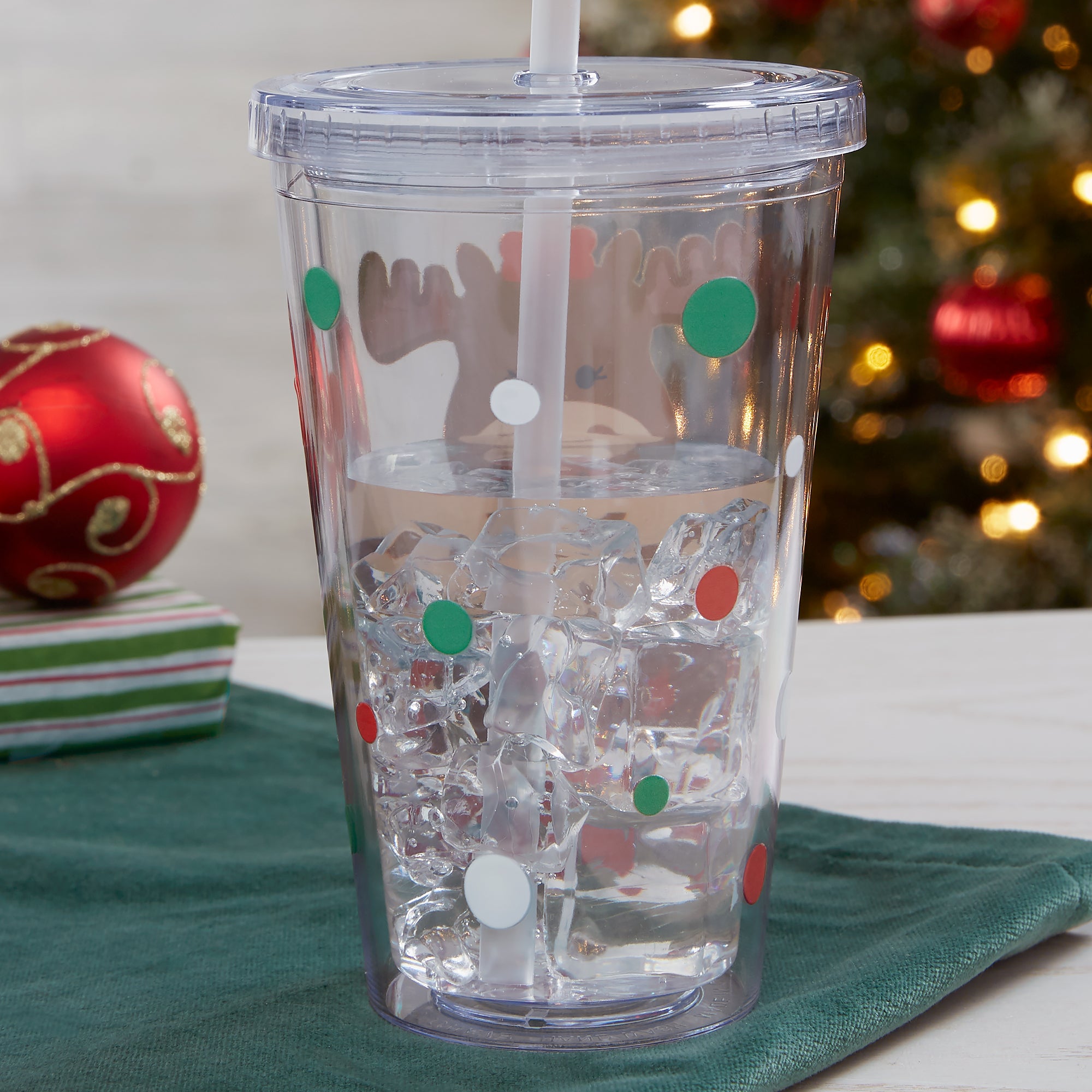 22323 - Christmas Moose Personalized 17 oz. Insulated Acrylic Tumbler