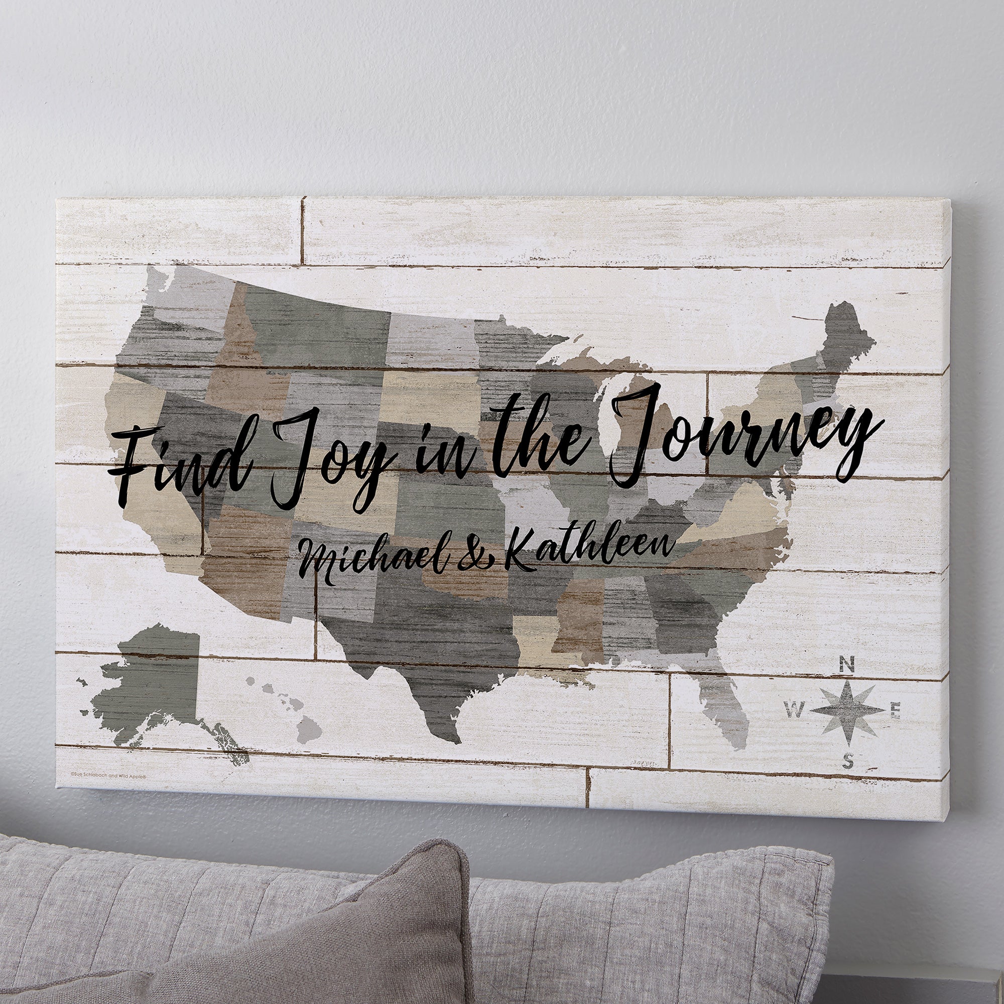 22401 - Barnboard Map Personalized Canvas Print