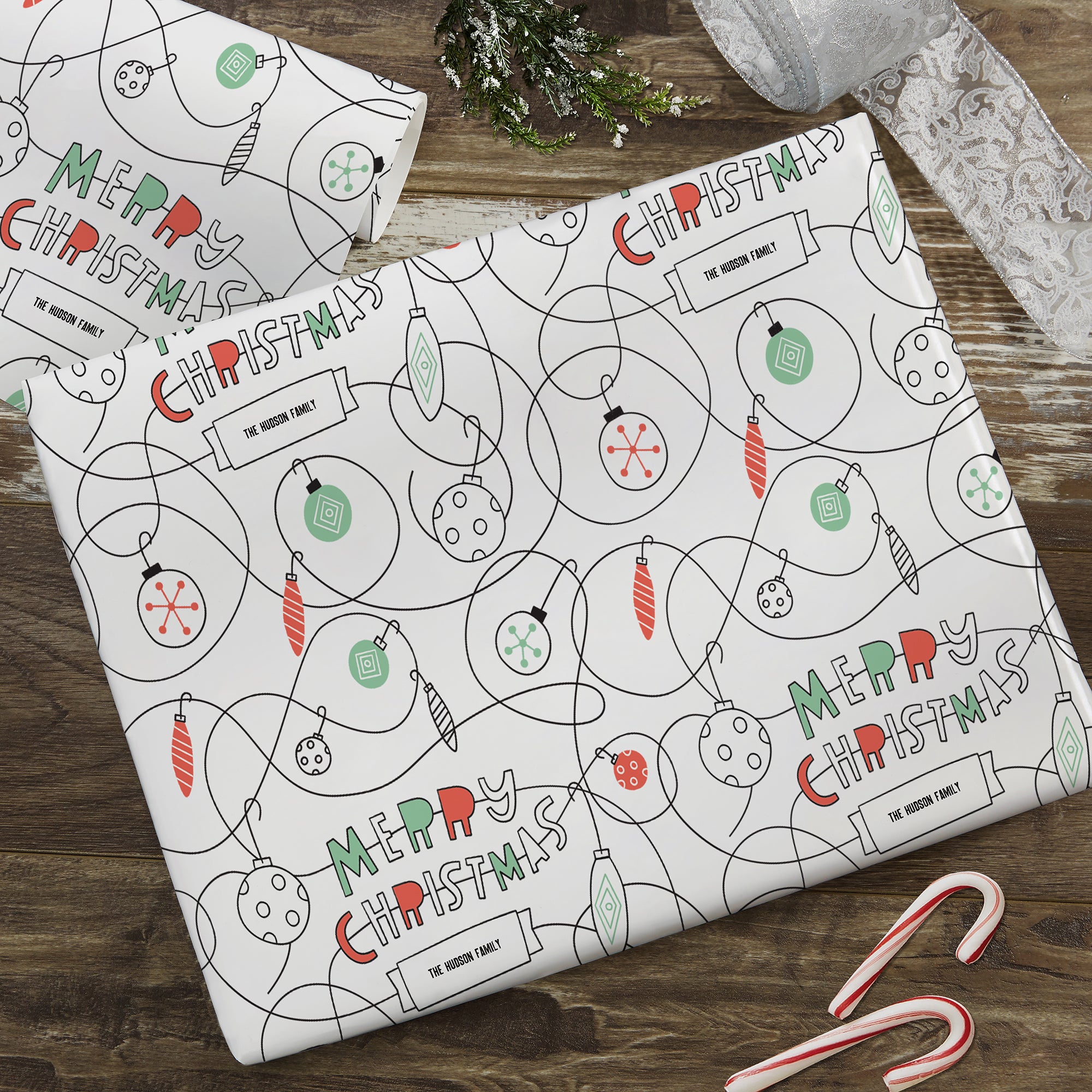 22598 - Merry Christmas Personalized Wrapping Paper