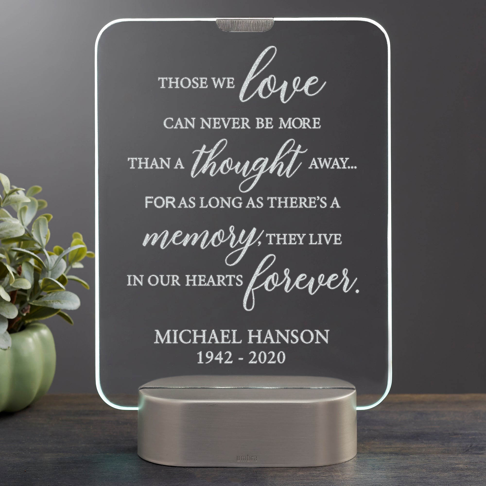 23355 - Personalized Memorial Light Up LED Glass Keepsake