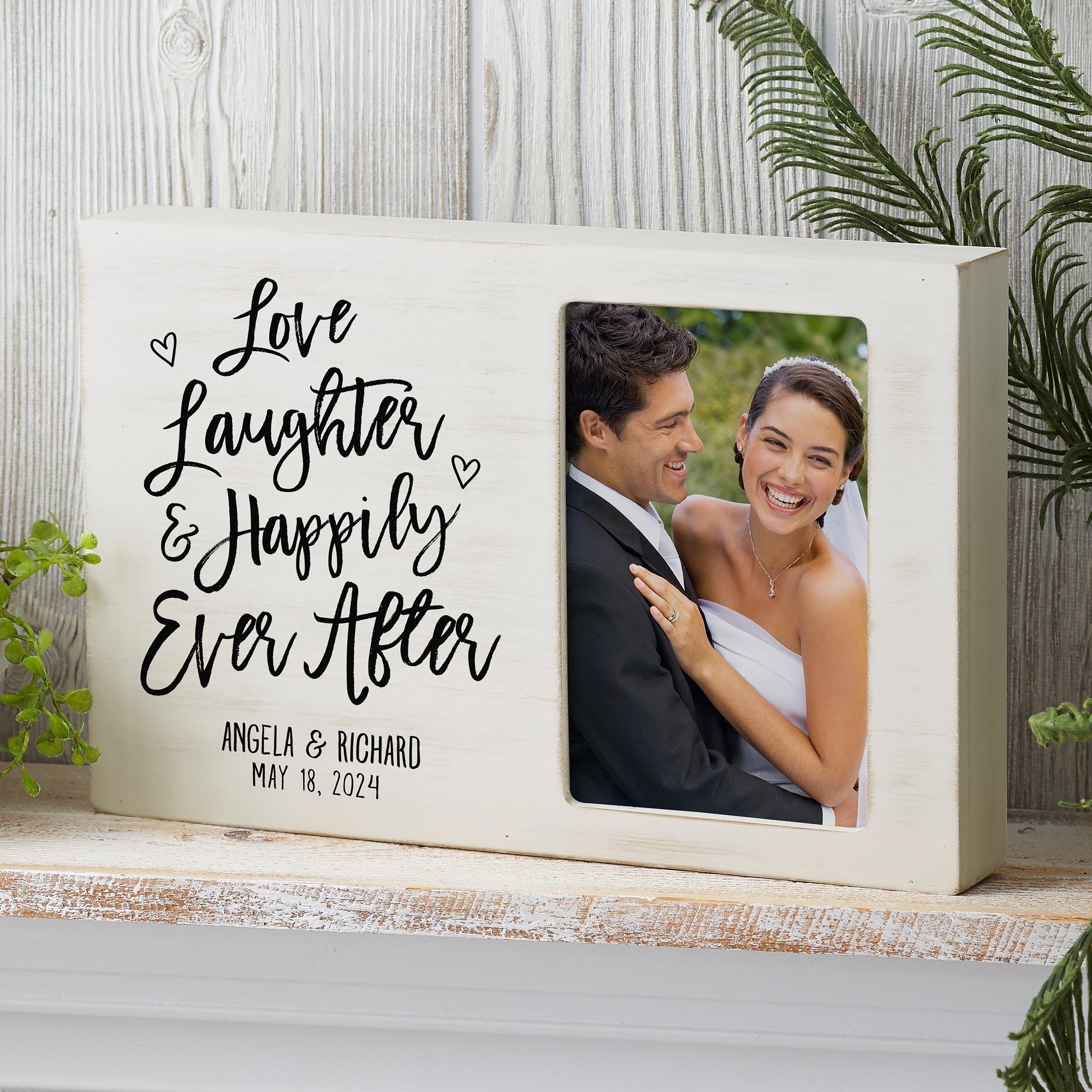 23636 - Ever After Personalized Whitewashed Off-Set Box Picture Frame